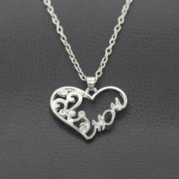 Heart-shaped Diamond Mom Necklace Chain - Picture 4 of 5